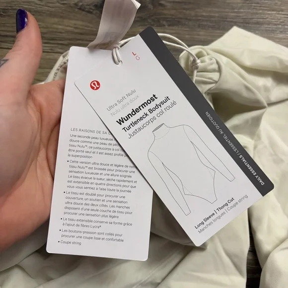 NWT Lululemon Wundermost Ultra-Soft Nulu Turtleneck Bodysuit (Bone) Size Large - Picture 3 of 7